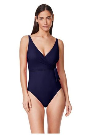 Gottex Tutti Frutti Surplice One Piece in Navy at Nordstrom, Size 10