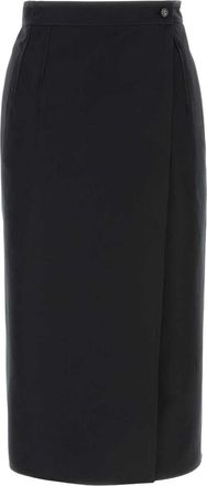 Bottega Veneta Black Solid Midi Skirt