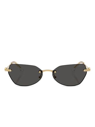 Swarovski Zonnebril met cat-eye montuur en kristallen - Goud