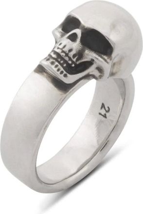 Alexander McQueen Alexander McQueen, Rings, male, Gray, Size: 58 MM Skull Logo Silver Ring Brass Italy