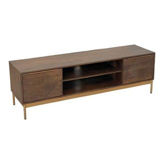 Jaipur Furniture Zaine Carving TV Unit - Mango Wood - L40 x W148 x H46 cm - Dark Finish - Assembly Required in Brown