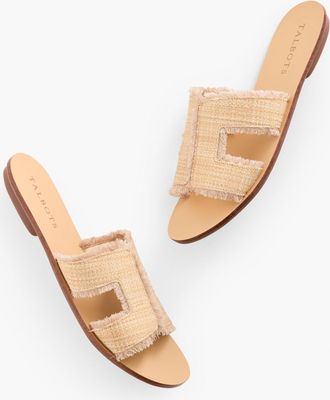 Talbots Hannah Frayed Raffia Slides - Natural - 10M Talbots