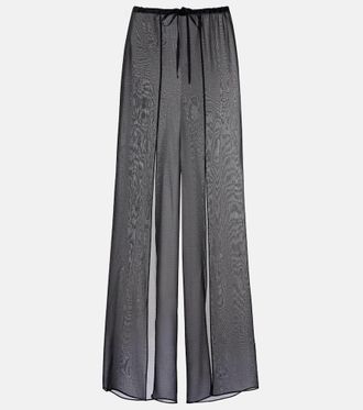 Balmain Monogram sheer silk wide-leg pants