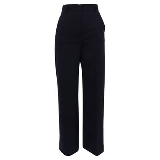Max Mara Weekend Pleated Trousers in Navy Blue Polyester