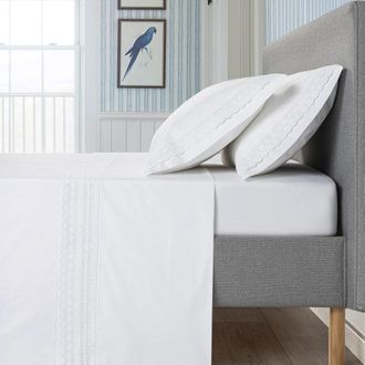 Casa da Laura S&aacute;banas 100% algod&oacute;n 200 hilos bordado blanco cama 135/140 1 almohad