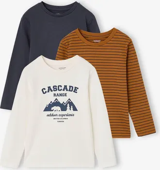 Vertbaudet 3er-Pack Jungen Langarmshirts karamell