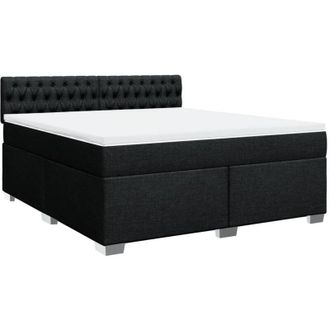 vidaXL Vidaxl - Cama Box Spring Con Colch&oacute;n Tela Negro 180x200 Cm