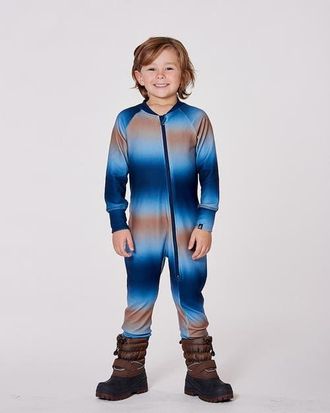 Deux par Deux One-Piece Thermal Underwear in Blue And Beige Gradient at Nordstrom, Size 24M