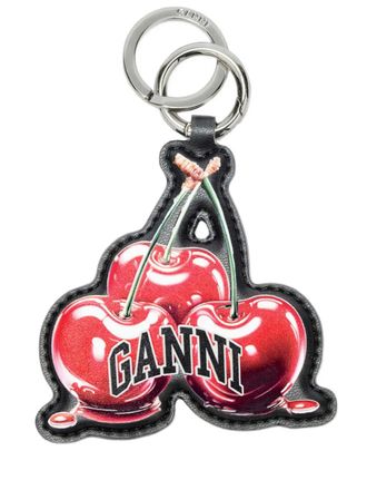 Ganni cherry keyring - women - Calf Leather - One Size - Black
