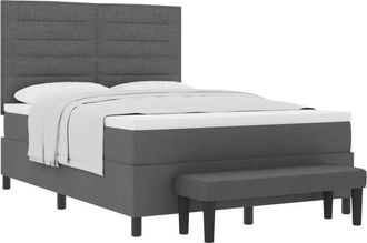 vidaXL Box Spring Bed with Mattress Dark Grey 140 x 200 cm Fabric vidaXL