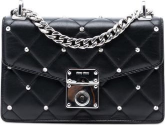 Miu Miu Pre-owned Miu Miu Studded Matelasse Nappa Flap Crossbody Ladies WBDJIKEJIZK6HIEN