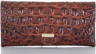 Brahmin Veronica Melbourne Croc Embossed Leather Envelope Wallet in Pecan at Nordstrom