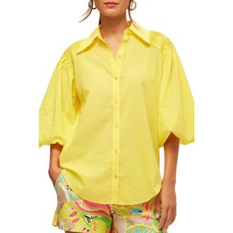 Trina Turk Puff Sleeve Button Up Court Top in Desert Sun at Nordstrom, Size X-Small