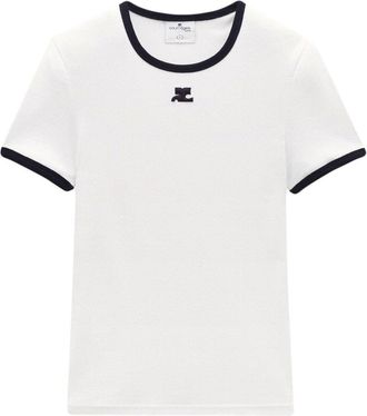 Courrèges Bumpy contrast T-shirt - men - Cotton - S - White