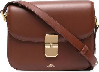 A.P.C. A.p.c., Tassen, Dames, Bruin, ONE Size, Leer, Foldover Crossbody Bag