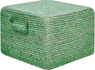 Beliani Puf De Yute Verde 45 X 45 Cm Otomana Relleno Eps Asas Accesorio Dhadar