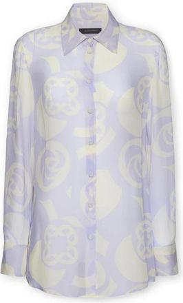 Elena Miro Printed Viscose Shirt - Dames - Overhemden - Paars - M - Overhemden