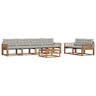 vidaXL Conjunto De Sof&aacute;s De Exterior 7 Pcs Gris Natural Y Claro Vidaxl