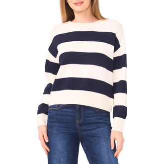CeCe by Cynthia Steffe Stripe Roll Neck Sweater in Classic Navy Stripe at Nordstrom Rack, Size X-Small