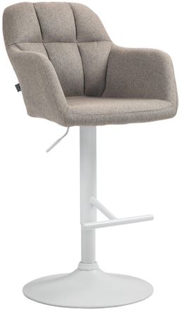 Clp Taburete De Bar Natoma En Tela Gris Topo Metal Blanco Mate