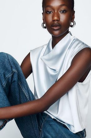 Anthropologie By Anthropologie Opal Stretch Silk Cowl Neck Top