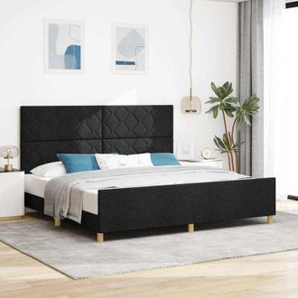 vidaXL Estructura De Cama Con Cabecera Negro 200 X 200 Cm Tela Vidaxl