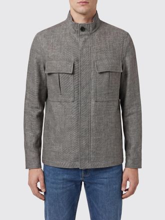 Ermenegildo Zegna Giacca leggera in lino e cashmere con collo alto e chiusura a scomparsa