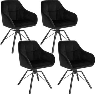 Woltu 4x Sillas De Comedor Giratorias Sillas De Cocina Tapizadas En Terciopelo Suave Sillas Ergonomicas Con Respaldo Y Brazos Para Sal&oacute;n Y Dormitorio Patas 