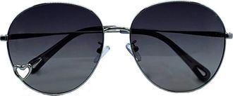 Bluestone Sunshields Love 53mm Polarized Round Sunglasses in Chrome/gray at Nordstrom