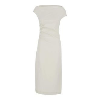 P.A.R.O.S.H. Cady Stretch Midi Jurk - Dames - Casual kleedjes - Wit - S - Kleedjes