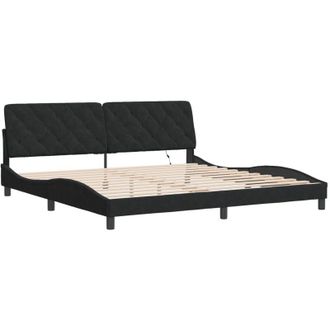 vidaXL Estructura De Cama Con Led Sin Colch&oacute;n Terciopelo Negro 200x200 Cm Vidaxl