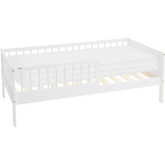 ML Design ML-Design Letto con Materasso per Bambini e Bambine 80x160 cm Bianco Lettino Singolo in Legno Massiccio con Rete a Doghe e Protezione Anticaduta