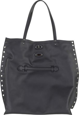 Zanellato Black A Spasso Saeta Swivel Clasp Leather Handbag