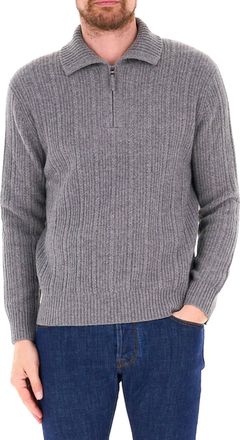 Ballantyne Ribbed Knit Half-Zip Soft Collar Wool Sweater