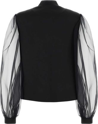 Giorgio Armani Sheer Puffed Sleeves Jacket - Black
