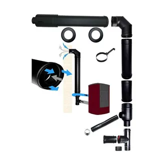 MBM Kit Tubi Canna Fumaria Stufa Pellet Coassiale Dn 80 125 Scarico Fumi Aspirazione Aria Made In Italy