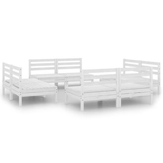 vidaXL Juego De Muebles De Jard&iacute;n 8 Pzas Madera Maciza De Pino Blanco Vidaxl