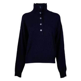 Seventy Dolcevita met Knopen - Dames - Coltruien - Blauw - S - Wol - Truien & Vesten