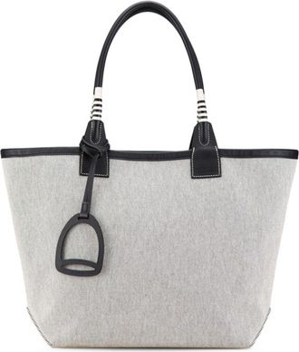 Hermès Black Gray Toile H Swift Leather Handbag Tote Bag (Pre-Owned)