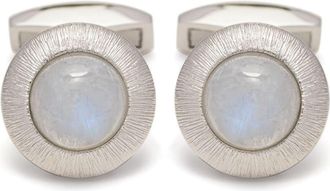 Tateossian Graffiato moonstone cufflinks - men - Rhodium Plated Sterling Silver/Moon Stone - One Size