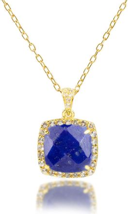 MAX + STONE 18k Gold Over Sterling Silver 5 Ct. 10x10mm Cushion Cut Gemstone Necklace