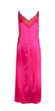 Sies Marjan Lace & Buckle Detail Pink & Orange Satin Midi dress Size L