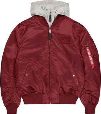 Alpha Industries Alpha Industries Mens MA-1 D-Tec Hood Bomber Jacket - Burgundy - Size 2XL