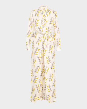 Ulla Johnson Bricolage Printed Wide-Leg Silk Jumpsuit