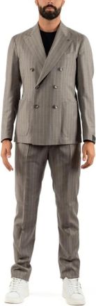 Tagliatore Montecarlo Double-Breasted Suit - Heren - Business pakken - Bruin - S - Wol - Kostuums
