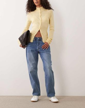 Good American Jeans dritti alla caviglia blu lavaggio vintage