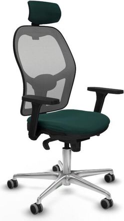 Piqueras y Crespo Piqueras Y Crespo - Jorquera Sincro Malla Gris Similpiel Verde Botella Brazos 3d Base Aluminio Cabecero 2d Ruedas 65mm Engomada