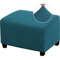 OEM Funda Rectangular El&aacute;stica Para Reposapi&eacute;s, Ideal Para Taburetes De Sal&oacute;n. Confeccionada En Tejido Jacquard Grueso A Cuadros Con Banda El&aacute;stica En La 