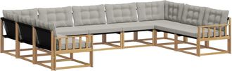 vidaXL Conjunto De Sof&aacute;s De Exterior 9 Uds. Blanco Y Gris Claro Vidaxl
