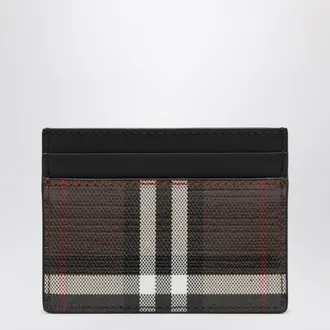 Burberry Brown card holder in coated cotton with Check pattern